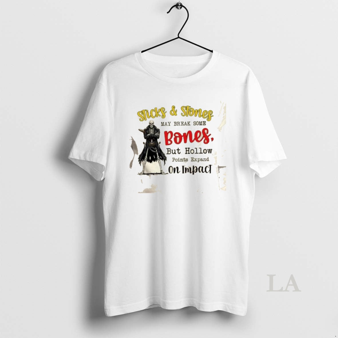 Original Skeleton Sticks And Stones May Break Some Bones But Hollow Points Expand On Impact T-Shirts, Hoodie, Sweatshirt