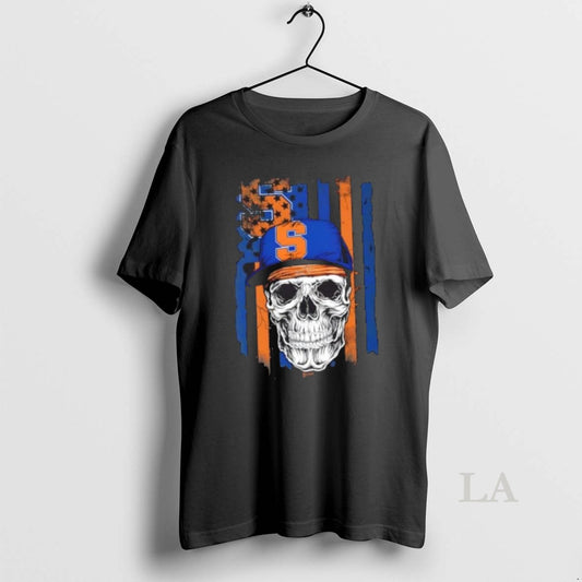 Original Skull Wearing A Cap Syracuse Orange Us Flag T-Shirts, Hoodie, Sweatshirt | AU18TeeNovaLab.com