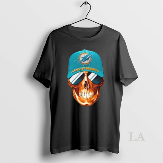 Original Skull Wearing A Cap And Smile Miami Dolphins Fans T-Shirts, Hoodie, Sweatshirt | AU18TeeNovaLab.com