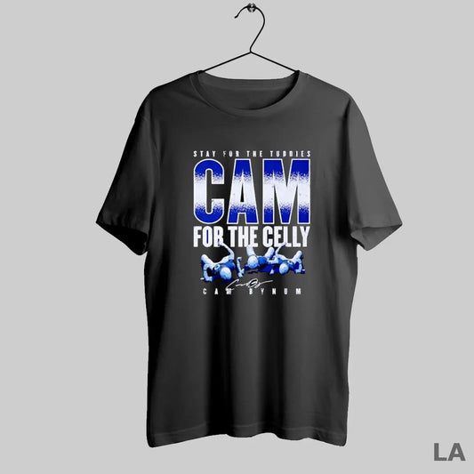 Original Stay For The Tuddies Cam For The Celly Bynum Football Player Graphic
