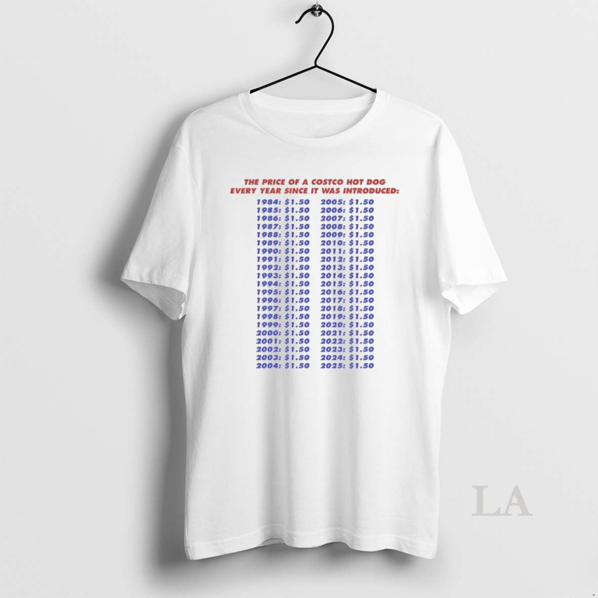 Original The Price Of A Costco Hot Dog Every Year Since It Was Introduced T-Shirts, Hoodie, Sweatshirt | AU18TeeNovaLab.com