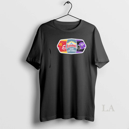 Original Usc Trojans Vs Tcu Horned Frogs 2025 Valero Alamo Bowl 2 Team Helmets T-Shirts, Hoodie, Sweatshirt