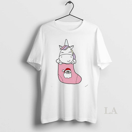 Original Unicorn In Santa Christmas Stocking Cute Holiday White