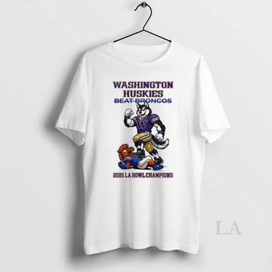 Original Washington Huskies Beat Broncos Ncaa 2025 La Bowl Champions Mascot T-Shirts, Hoodie, Sweatshirt | AU18TeeNovaLab.com