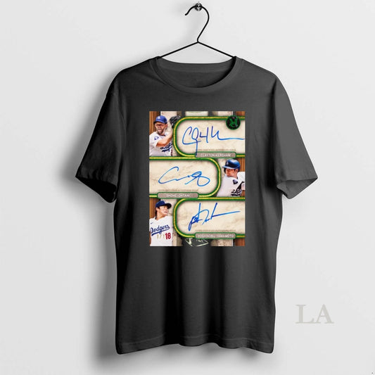 Original World Champions Clayton Kershaw Shohei Ohtani And Yoshinobu Yamamoto Signature Topps T-Shirts, Hoodie, Sweatshirt