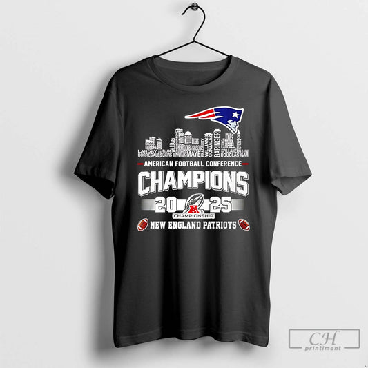 2025 26 Afc Conference Champions Ne Patriots 12 Time Player Names City Skyline