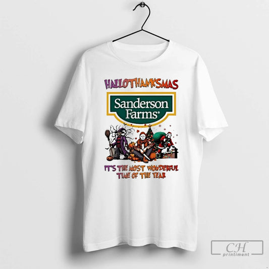 Premium 2025 Sanderson Farms Logo Hallothanksmas Horror Film Its The Most Wonderful Time Of The