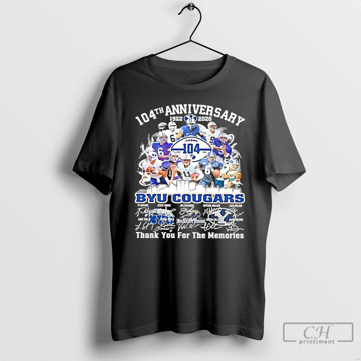 Premium Byu Cougars 104th Anniversary 1922 2026 Signatures Of Various Players T-Shirts, Hoodie, Sweatshirt