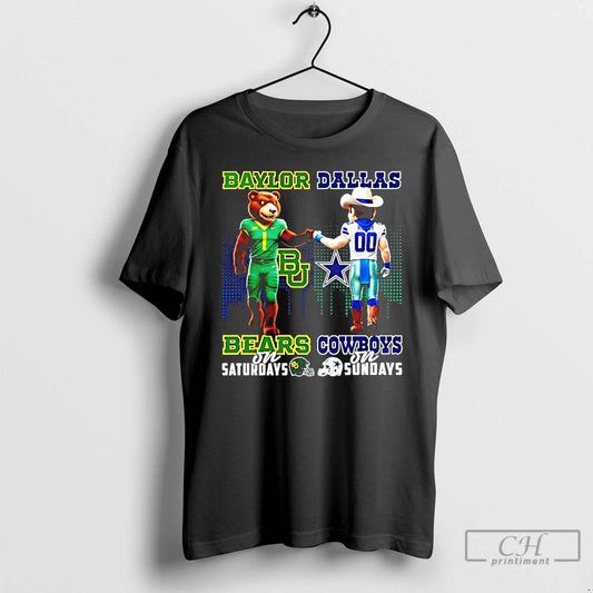 Premium Baylor Bears On Saturdays Vs Dallas Cowboys On Sundays Mascot Skyline T Shirts Sweater Hoodie, Sweatshirt