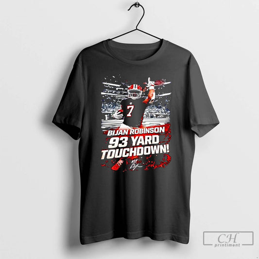 Premium Bijan Robinsons 93 Yard Touchdown Run Graphic T-Shirts, Hoodie, Sweatshirt | AU18TeeNovaLab.com