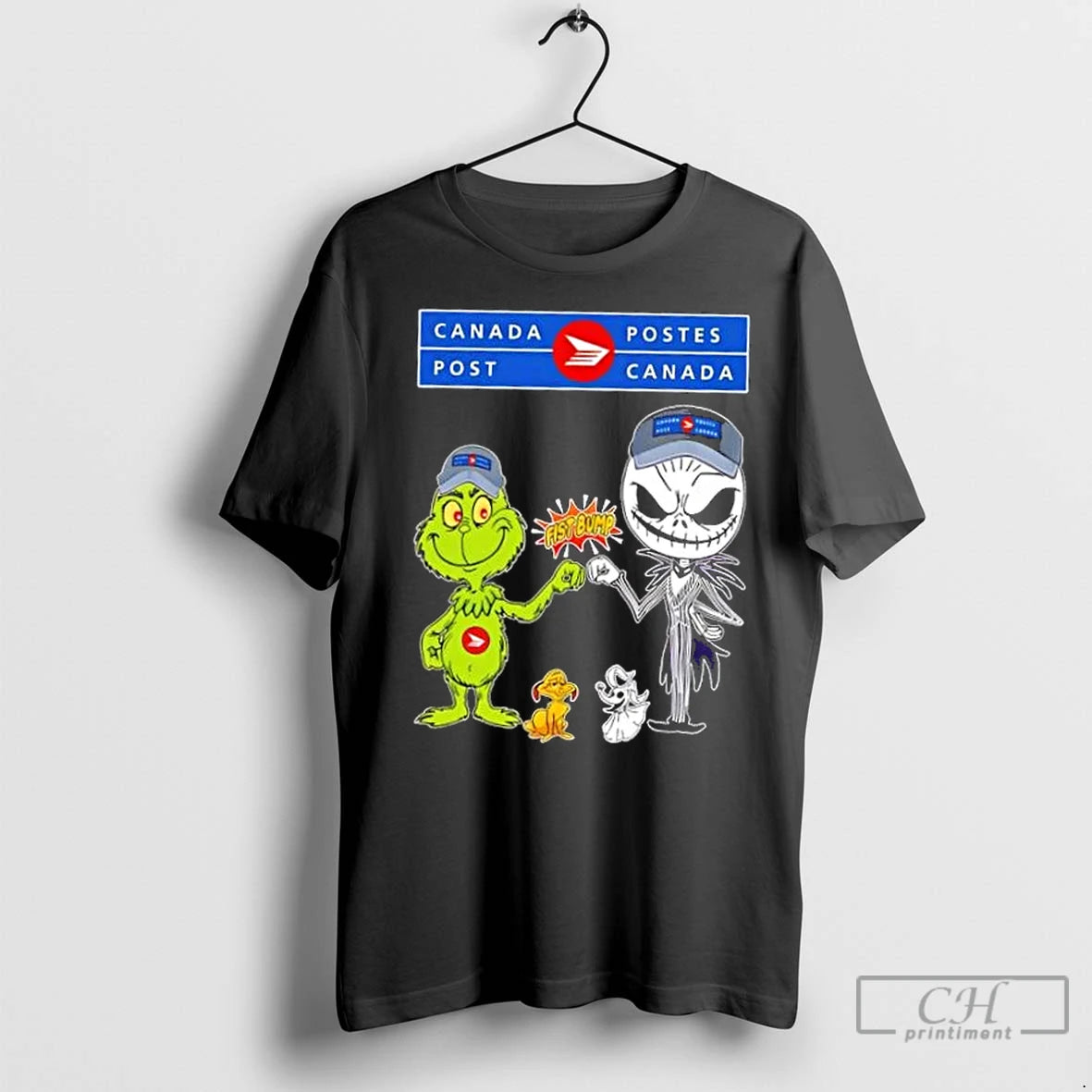 Premium Canada Post X Grinch And Jack Skellington Fist Bump Uniwilling Friends