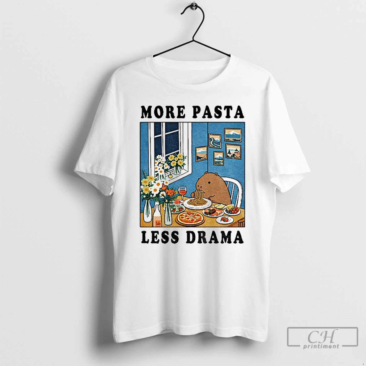 Premium Capybara More Pasta Less Drama T-Shirts, Hoodie, Sweatshirt | AU18TeeNovaLab.com