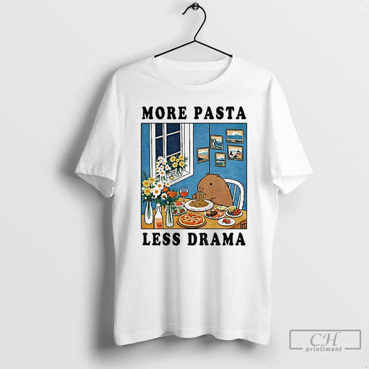 Premium Capybara More Pasta Less Drama T-Shirts, Hoodie, Sweatshirt | AU18TeeNovaLab.com