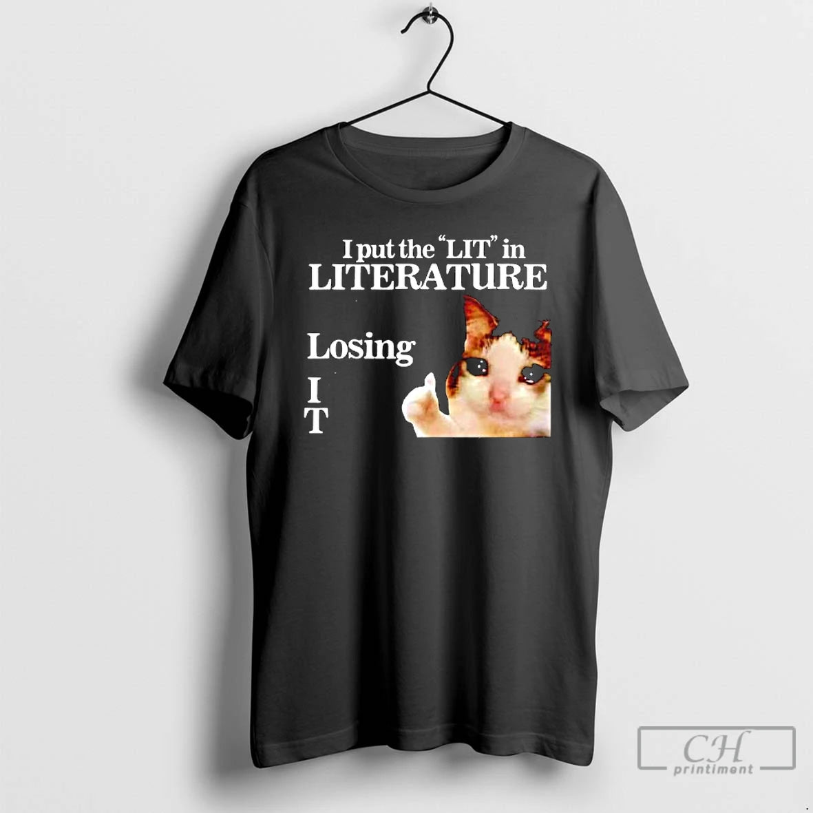Premium Cat I Put The Lit In Literature Losing It Graphic T-Shirts, Hoodie, Sweatshirt | AU18TeeNovaLab.com
