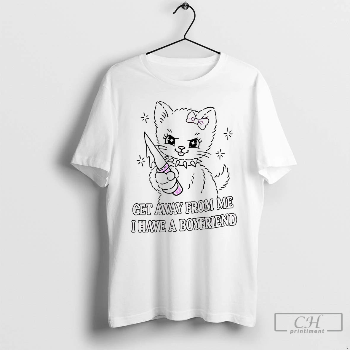 Premium Cat Get Away From Me I Have A Boyfriend T-Shirts, Hoodie, Sweatshirt | AU18TeeNovaLab.com