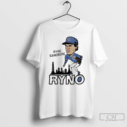 Chicago Cubs Ryne Sandberg Ryno City Skyline Player Caricature