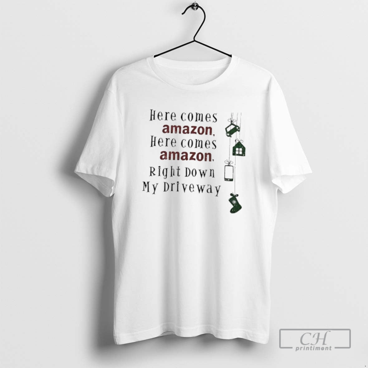 Premium Christmas Here Comes Amazon Right Down My Driveway Shirt Sweater Hoodie, Sweatshirt | AU18TeeNovaLab.com