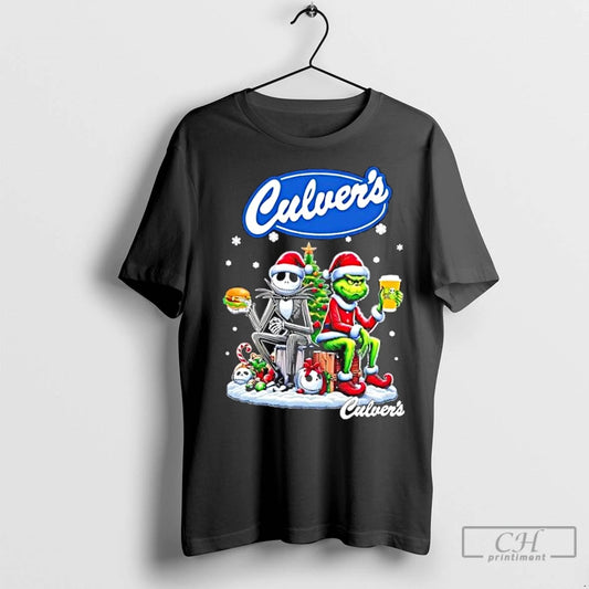 Premium Culvers X Grinch And Jack Skellington Unwilling Friends Merry Christmas