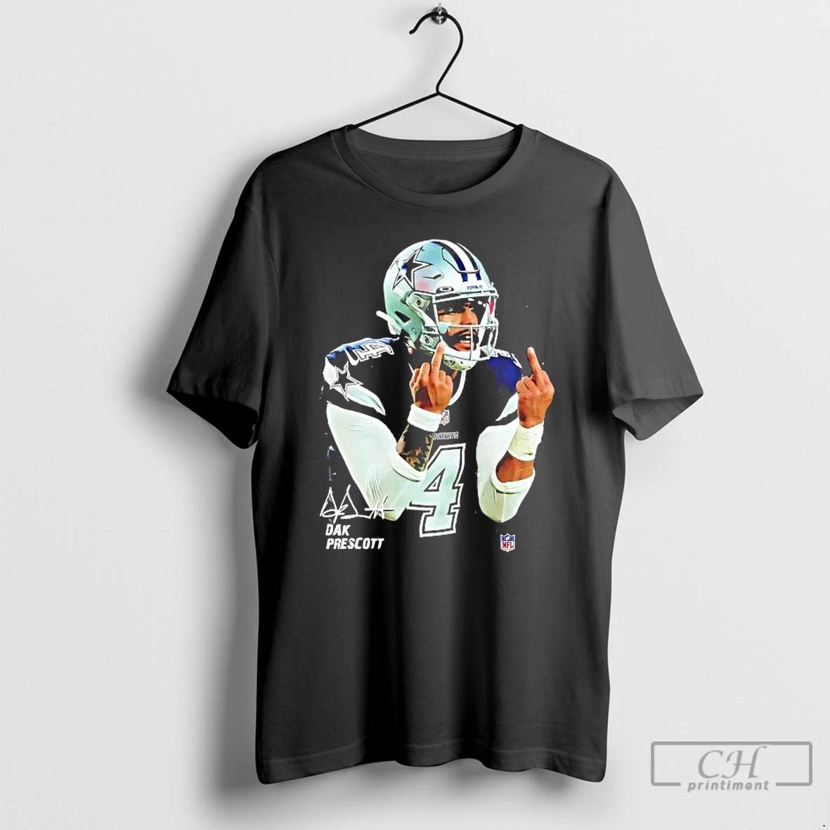 Premium Dak Prescott Middle Finger Dallas Cowboys Signature T-Shirts, Hoodie, Sweatshirt | AU18TeeNovaLab.com