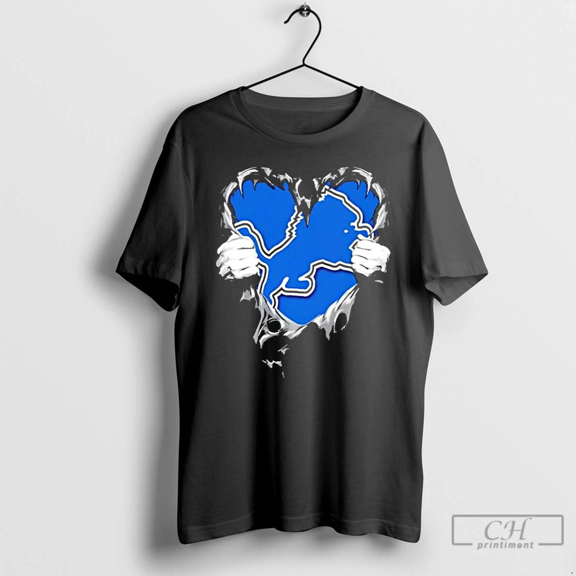 Premium Detroit Lions Rip The Chest Forever In My Heart T-Shirts, Hoodie, Sweatshirt | AU18TeeNovaLab.com