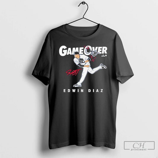 Premium Edwin Diaz Game Over Los Angeles Signature T-Shirts, Hoodie, Sweatshirt | AU18TeeNovaLab.com