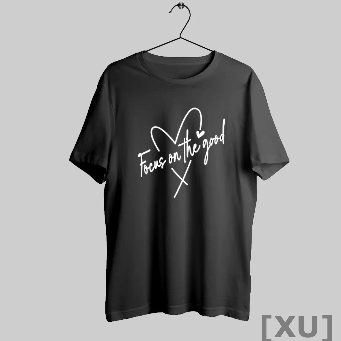 Premium Focus On The Good Heart Shape Calligraphy T Shirts