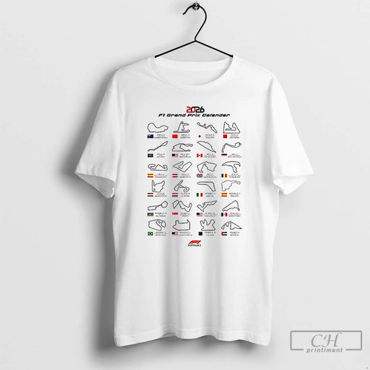Premium Formula One 2026 Race Calendar F1 Grand Prix Schedule Dates Flag T Shirts Sweater Hoodie, Sweatshirt