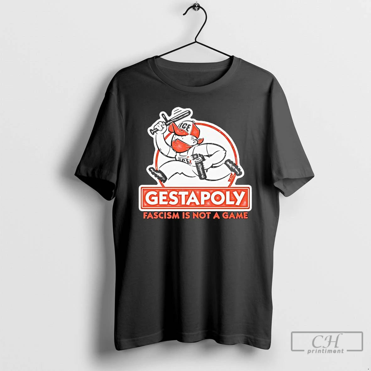 Premium Gestapoly Fascism Is Not A Game Figure Ice Hat Cartoon T-Shirts, Hoodie, Sweatshirt | AU18TeeNovaLab.com