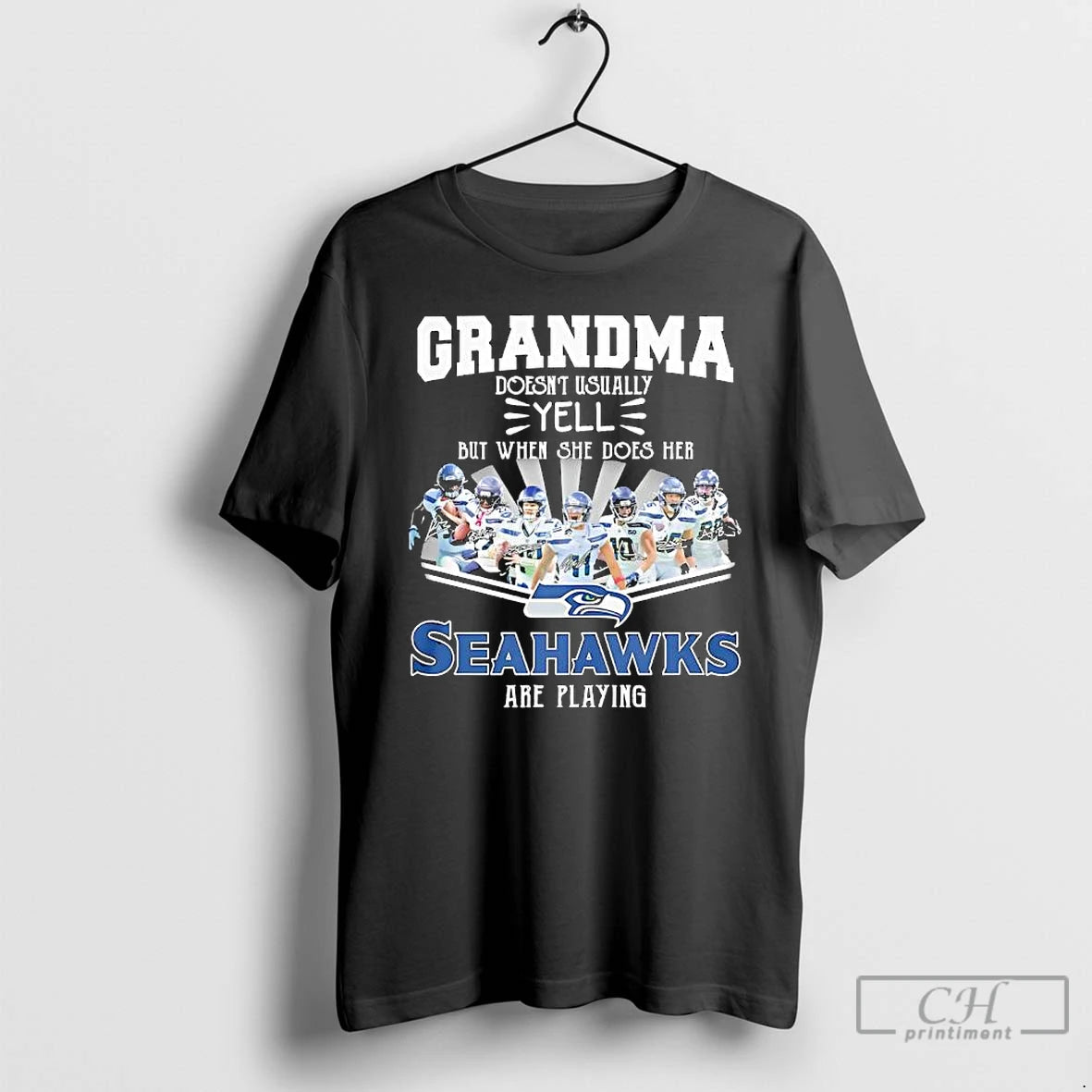 Premium Grandma Doesnt Usually Yell But When She Does Her Seahawks Are Playing T Shirts Hoodie, Sweatshirt