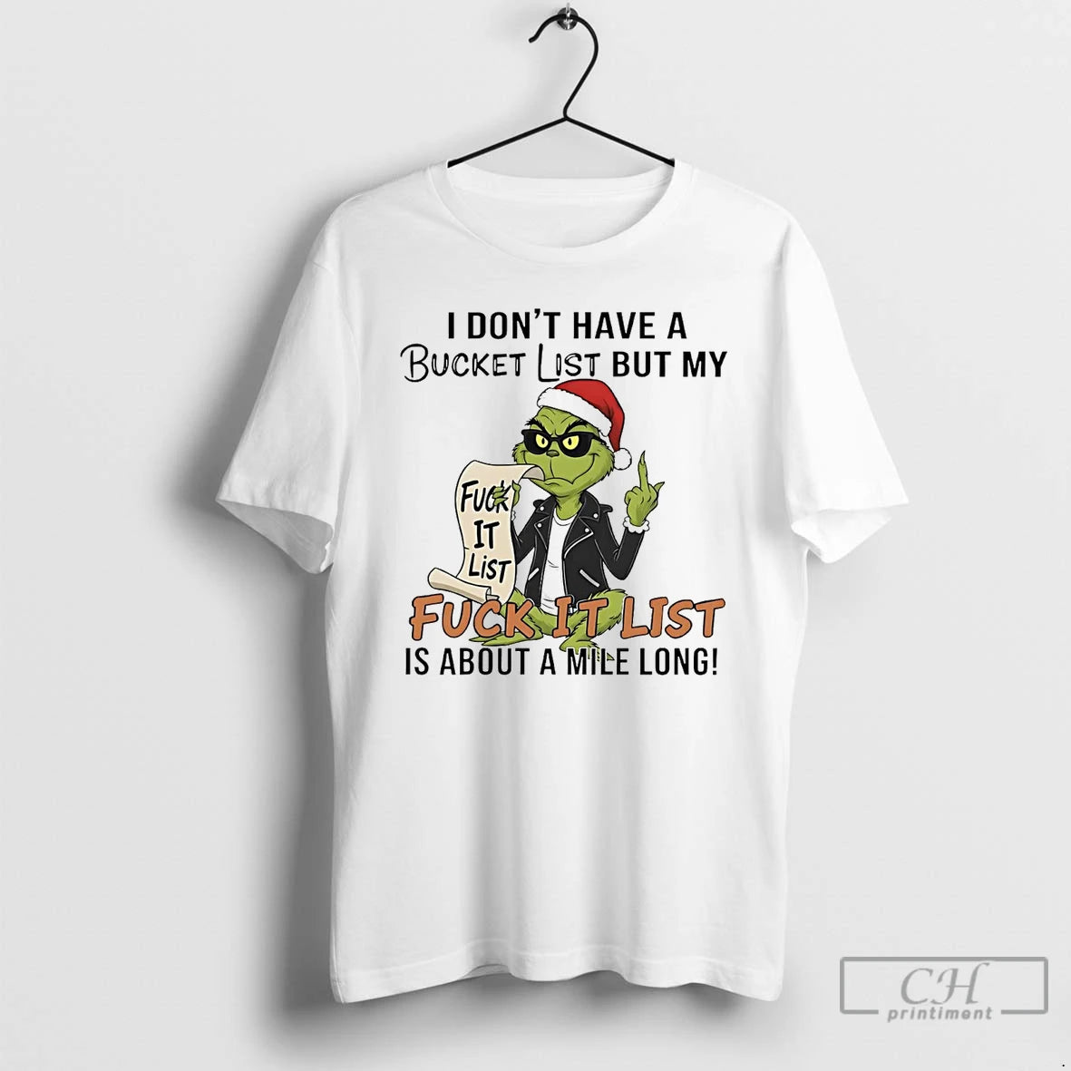 Premium Grinch I Dont Have A Bucket List But My Fuck It List Christmas T-Shirts, Hoodie, Sweatshirt | AU18TeeNovaLab.com