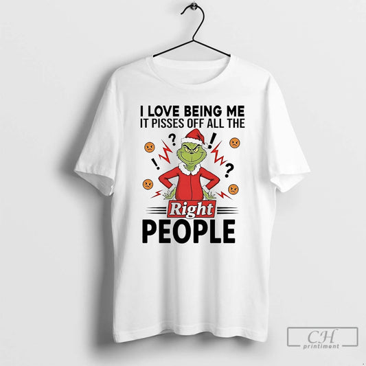 Premium Grinch I Love Being Me It Pisses Off All The Right People Christmas T-Shirts, Hoodie, Sweatshirt | AU18TeeNovaLab.com