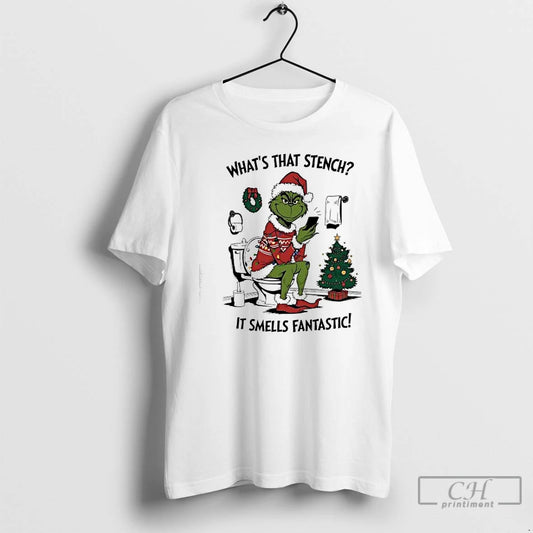 Premium Grinch Santa Whats That Stench It Smells Fantastic T-Shirts, Hoodie, Sweatshirt | AU18TeeNovaLab.com