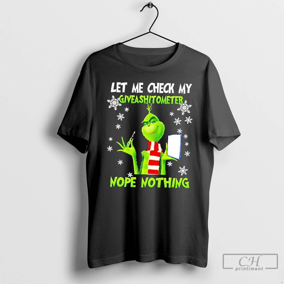 Premium Grinch Let Me Check My Giveashitometer Nope Nothing Christmas T-Shirts, Hoodie, Sweatshirt | AU18TeeNovaLab.com