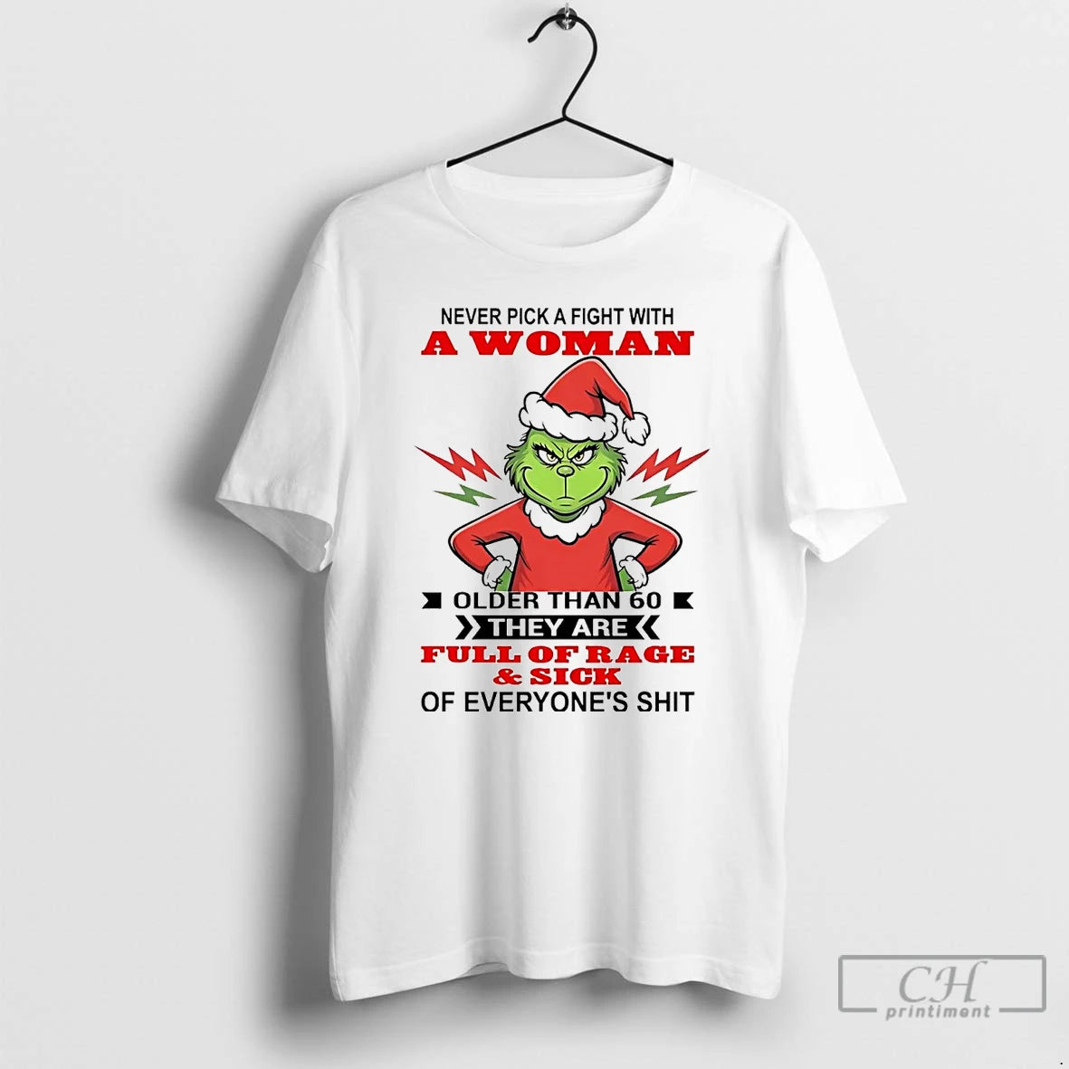 Premium Grinch Never Pick A Fight With A Woman Older Than 60 Christmas T Shirts Hoodie, Sweatshirt | AU18TeeNovaLab.com
