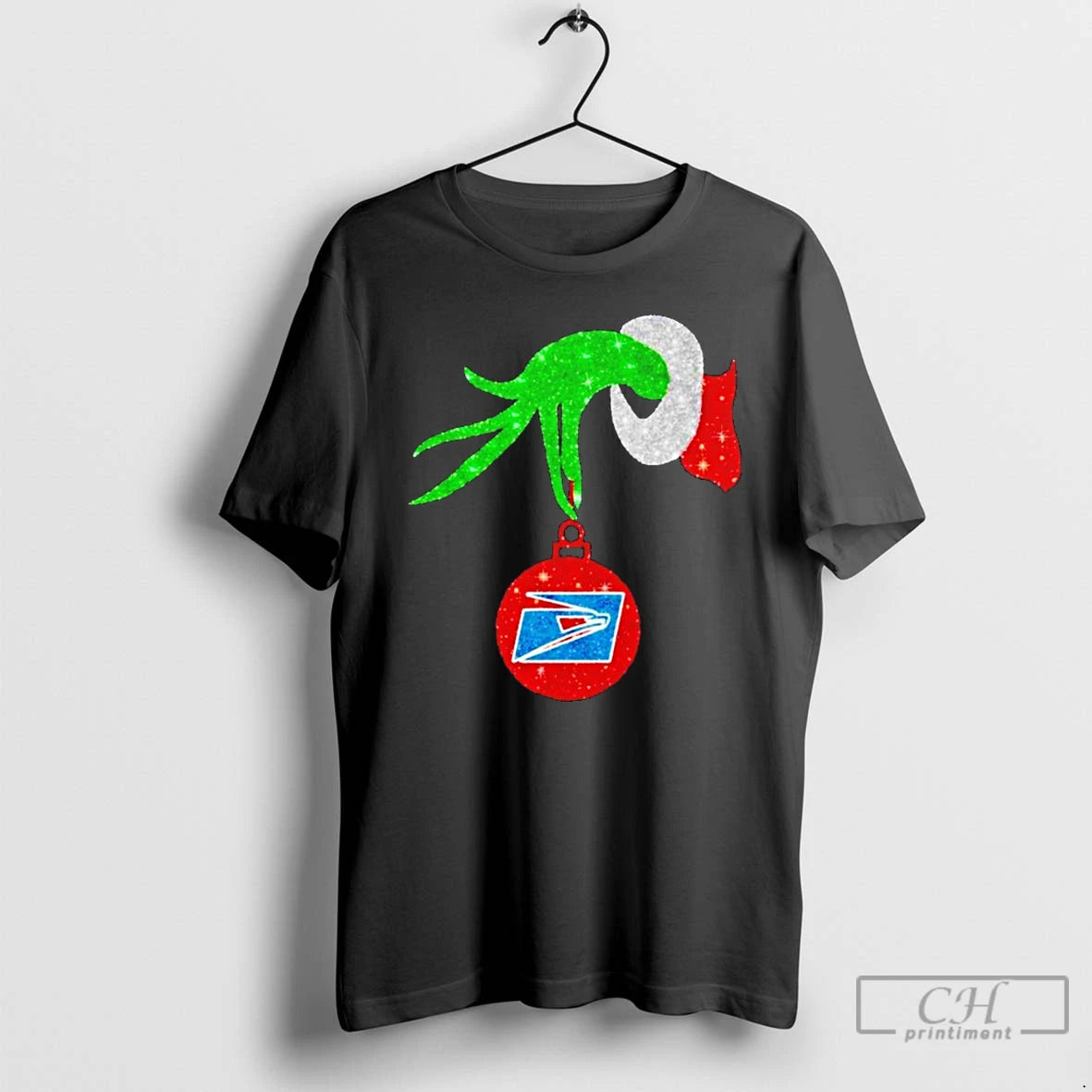 Premium Grinchs Post Office Christmas Glitter T Shirts