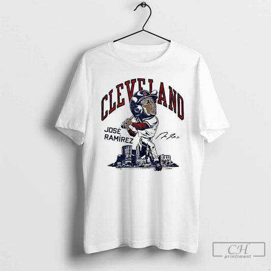 Guardians Jose Ramirez Slugger Swing Signature Caricature