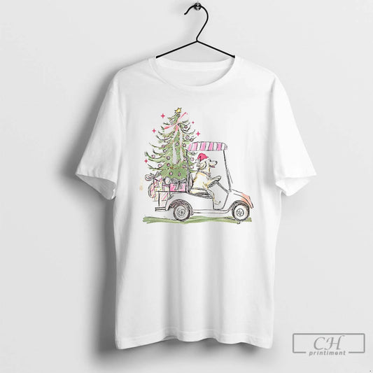 Premium Hand Drawing Dog With Christmas Tree Christmas 2025 T Shirts
