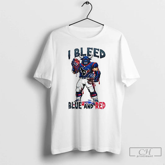 Premium Houston Texans Mascot I Bleed Blue And Red T-Shirts, Hoodie, Sweatshirt | AU18TeeNovaLab.com