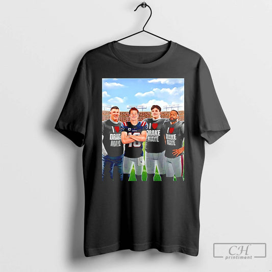 Premium I Love Drake Maye Graphic Cartoon T-Shirts, Hoodie, Sweatshirt | AU18TeeNovaLab.com
