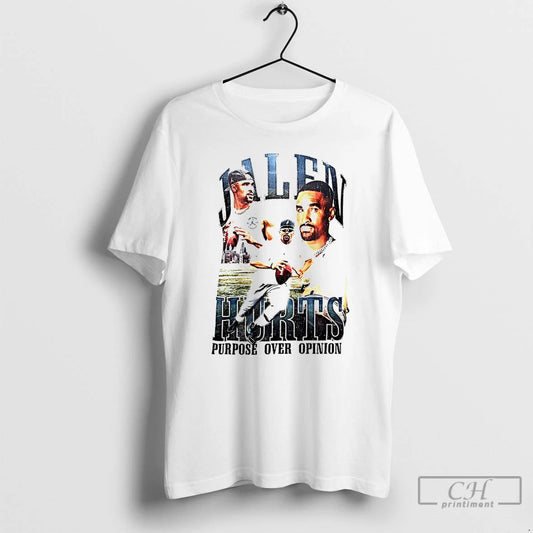 Premium Jalen Hurts Purpose Over Opinion Graphic T-Shirts, Hoodie, Sweatshirt | AU18TeeNovaLab.com