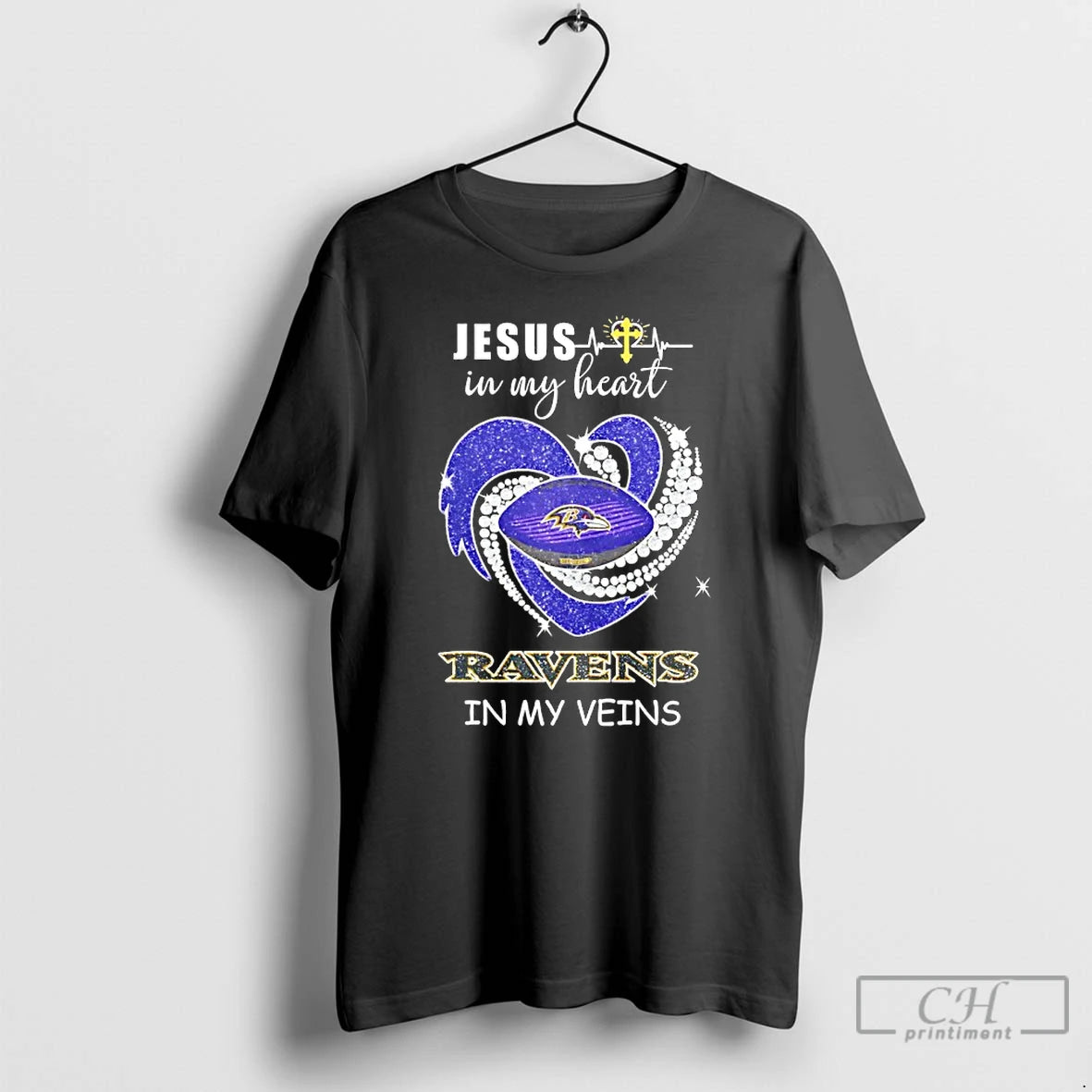 Premium Jesus In My Heart Baltimore Ravens In My Veins Diamond Heart T Shirts Sweater Hoodie, Sweatshirt | AU18TeeNovaLab.com