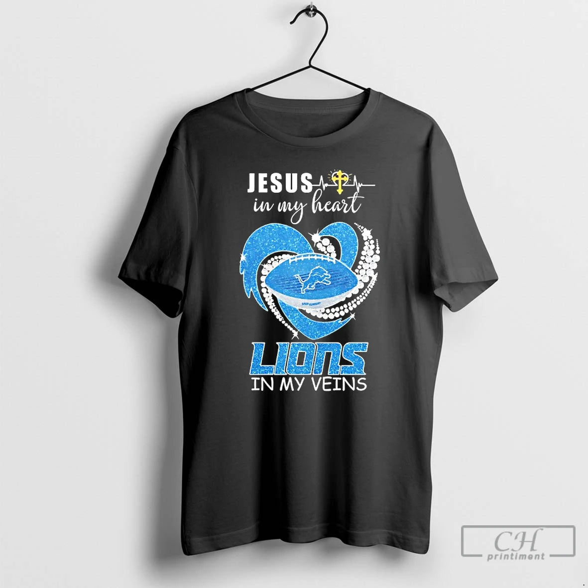 Premium Jesus In My Heart Detroit Lions In My Veins Diamond Heart T Shirts Sweater Hoodie, Sweatshirt | AU18TeeNovaLab.com