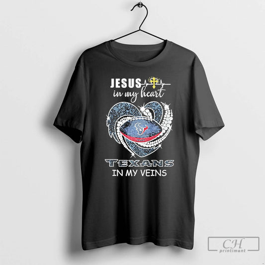 Premium Jesus In My Heart Houston Texans In My Veins Logo Team T Shirts Sweater