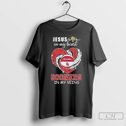 Premium Jesus In My Heart Oklahoma Sooners In My Veins Diamond Heart T Shirts Sweater Hoodie, Sweatshirt | AU18TeeNovaLab.com