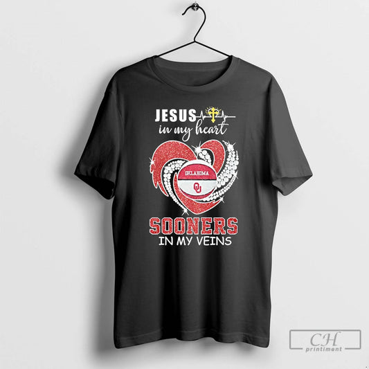 Premium Jesus In My Heart Oklahoma Sooners In My Veins Logo Team T Shirts Sweater Hoodie, Sweatshirt | AU18TeeNovaLab.com