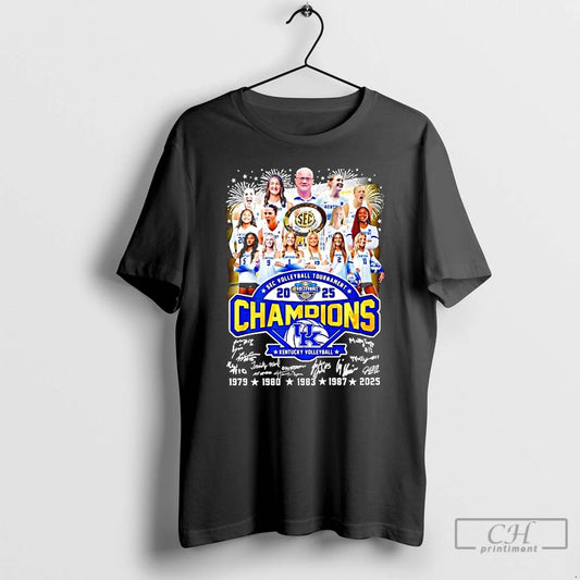 Premium Kentucky Sec Volleyball Tournament 2025 Champions Signatures T-Shirts, Hoodie, Sweatshirt | AU18TeeNovaLab.com