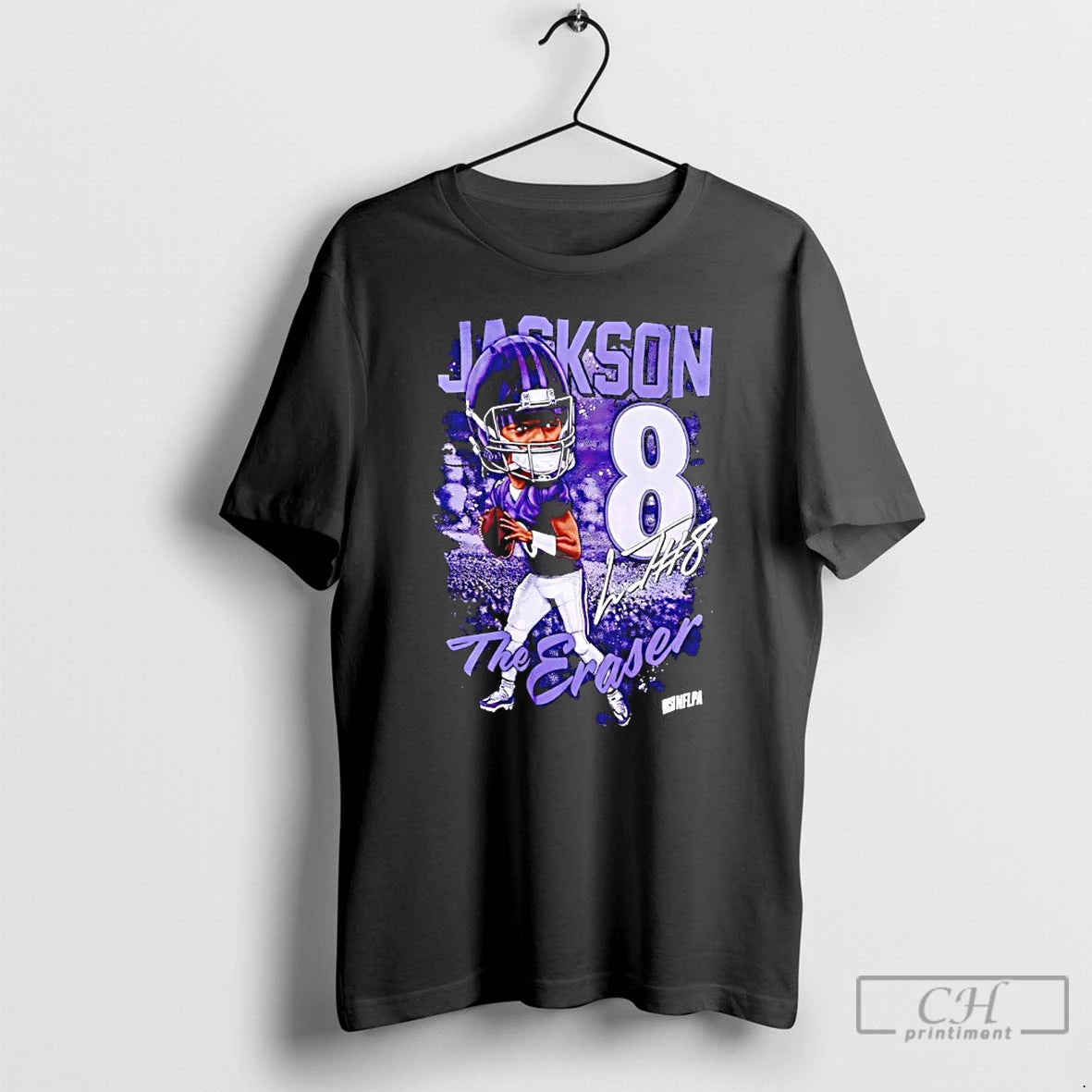 Premium Lamar Jackson The Eraser Number 8 Signature Caricature T-Shirts, Hoodie, Sweatshirt | AU18TeeNovaLab.com