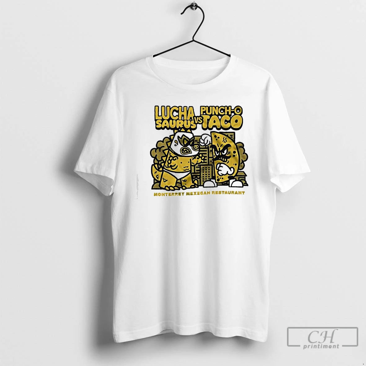 Premium Lucha Punch O Saurus Vs Taco Monterrey Mexican Restaurant Graphic T-Shirts, Hoodie, Sweatshirt | AU18TeeNovaLab.com