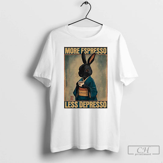 Premium More Espresso Less Depresso Rabbit T-Shirts, Hoodie, Sweatshirt | AU18TeeNovaLab.com