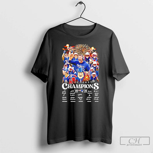Premium Patriots Football 2025 Afc East Champions Signatures T-Shirts, Hoodie, Sweatshirt | AU18TeeNovaLab.com